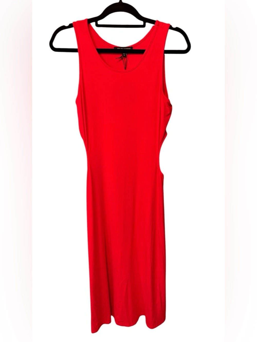 See You Monday Red Midi Dress Side Cutout Bodycon Large NWT